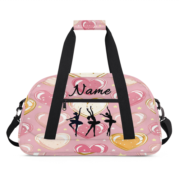 Qzaxky Custom Dance Bag Personalized Gym Bag Duffle Bag Large Dance Bag for Girls with Name Overnight Bag Cute Heart