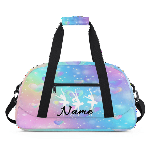 Qzaxky Custom Dance Bag Personalized Gym Bag Duffle Bag Large Dance Bags for Girls with Name Overnight Bag Heart Pattern