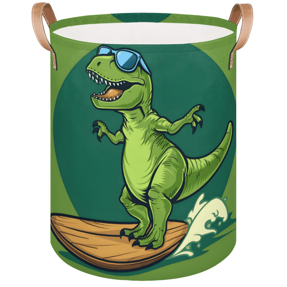 Qzaxky Green Dinosaur Laundry Basket Organizer Foldable Tall Large Laundry Basket Collapsible Folding Laundry Basket Dirty Clothes Fabric