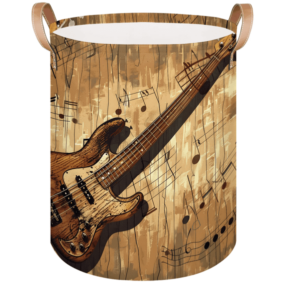 Qzaxky Kinds Of Guitar Musical Theme Laundry Basket Organizer Foldable Tall Large Laundry Basket Collapsible Folding Laundry Basket Dirty Clothes Fabric