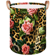 thumbnail image 1 of Qzaxky Leopard Flower Rose Laundry Basket Organizer Foldable Tall Large Laundry Basket Collapsible Folding Laundry Basket Dirty Clothes Fabric, 1 of 7