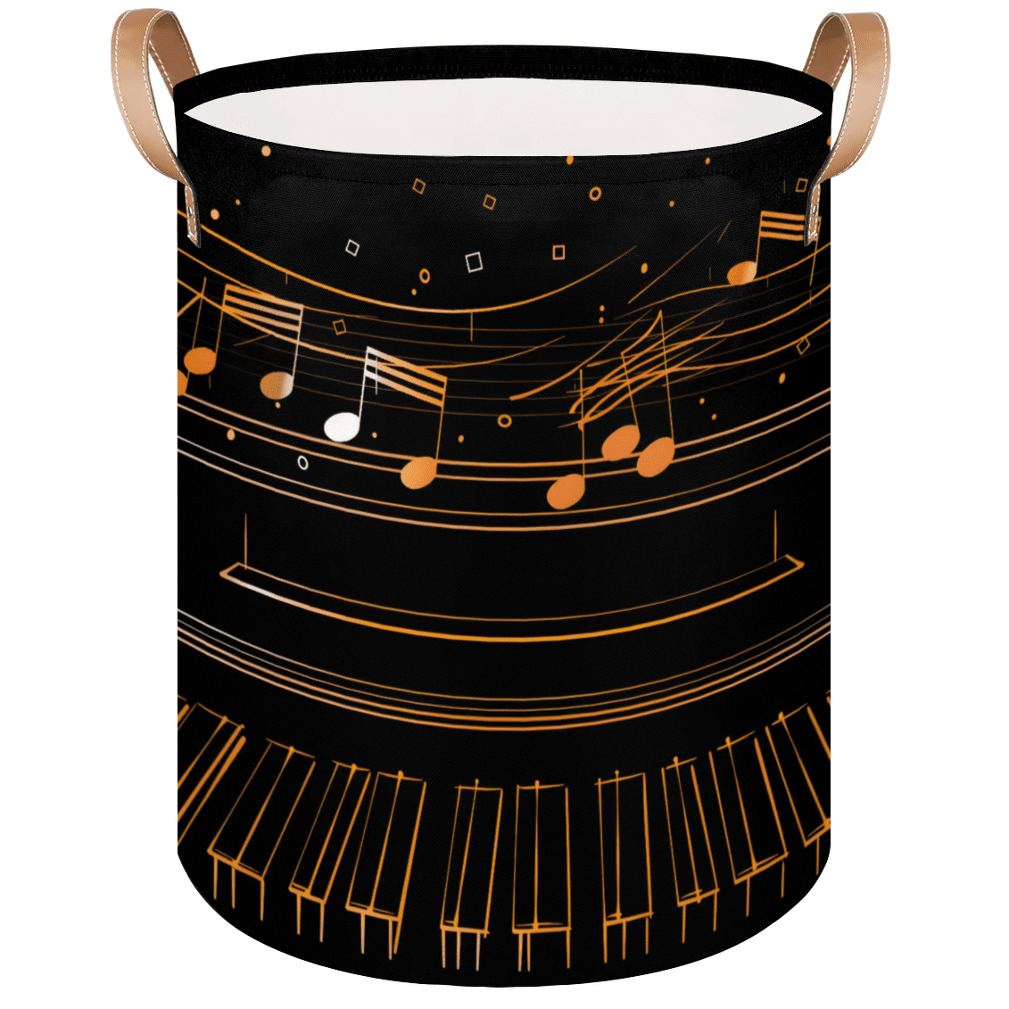 Qzaxky Music Theme Musical Notes Laundry Basket Organizer Foldable Tall ...