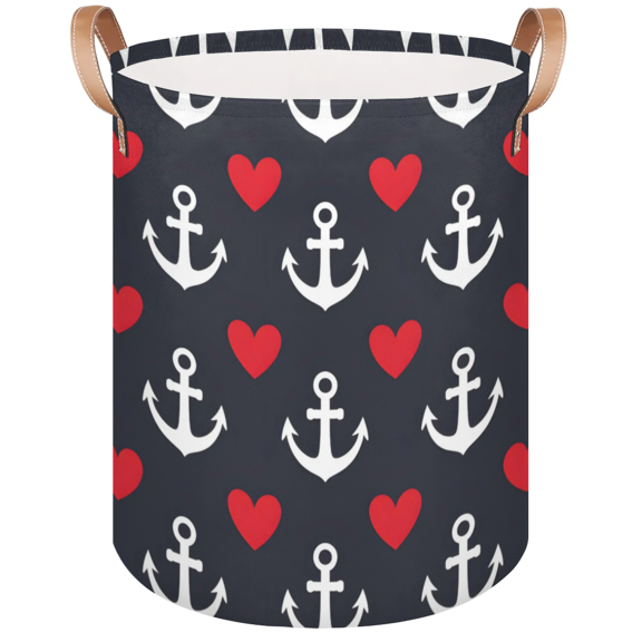 Qzaxky Nautical Themed Laundry Basket Organizer Foldable Tall Large Laundry Basket Collapsible Folding Laundry Basket Dirty Clothes Fabric