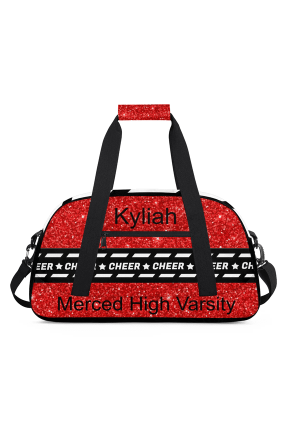 Personalized Cheer Bag Gym Bag Custom Duffle Bag Cheerleading Bag with Name Overnight Bag Large Cheerleader Bag Glitter Red