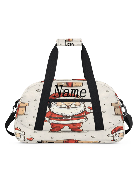 Personalized Christmas Bag Gym Bag Custom Duffle Bag Christmas Bag with Name Overnight Bag Christmas Hello Santa Claus