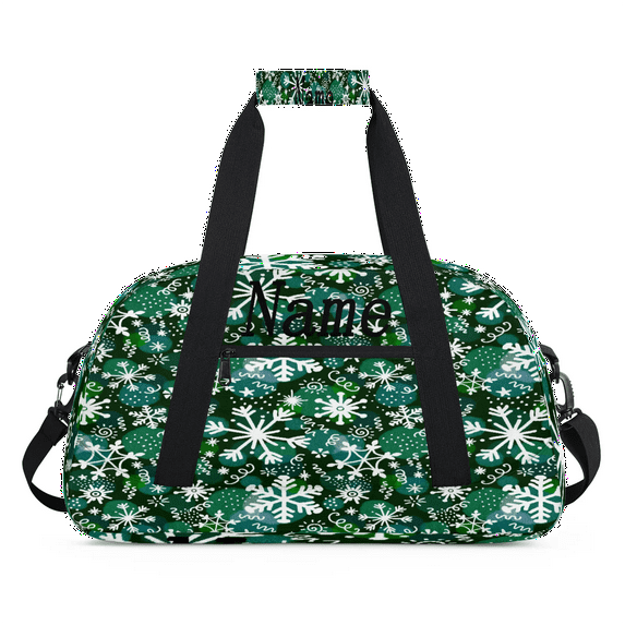 Qzaxky Personalized Christmas Bag Gym Bag Custom Duffle Bag Christmas Bag with Name Overnight Bag Snowflake Prints