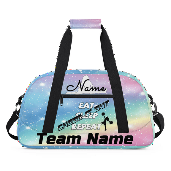 Qzaxky Personalized Dance Bag Gym Bag Custom Duffle Bag Large Dance Bag for Girls with Name Overnight Bag Dreamy Glitter Rainbow