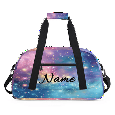 Qzaxky Personalized Dance Bag Gym Bag Custom Duffle Bag Large Dance Bag for Girls with Name Overnight Bag Glitter Purple Blue