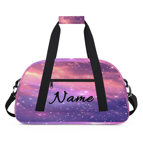 Qzaxky Personalized Dance Bag Gym Bag Custom Duffle Bag Large Dance Bag for Girls with Name Overnight Bag Shining Purple Pink Patterns