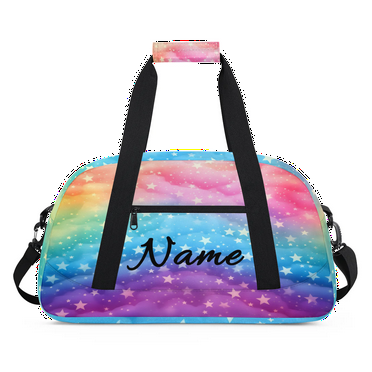 Qzaxky Personalized Dance Bag Gym Bag Custom Duffle Bag Large Dance Bag for Girls with Name Overnight Bag Shining Stars
