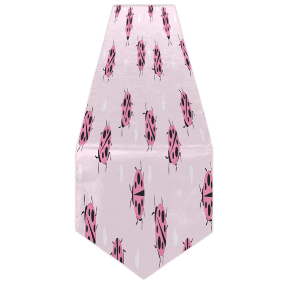Qzaxky Pink Ladybug Table Runner Anti-Wrinkle Heat Resistant Washable Table Runners for Family Kitchen Dinning Table Decorative Coffee Table 13 X 70 Inch