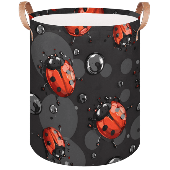 Qzaxky Red Ladybugs Laundry Basket Organizer Foldable Tall Large Laundry Basket Collapsible Folding Laundry Basket Dirty Clothes Fabric