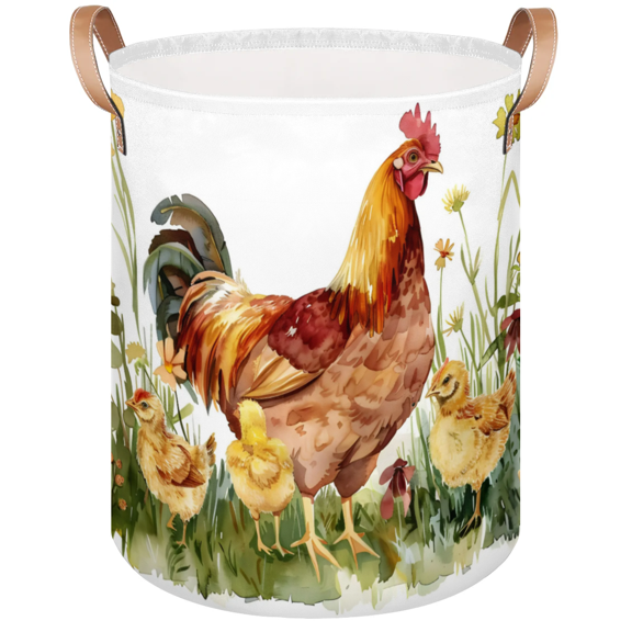 Qzaxky Rooster Farm Animal Laundry Basket Organizer Foldable Tall Large Laundry Basket Collapsible Folding Laundry Basket Dirty Clothes Fabric