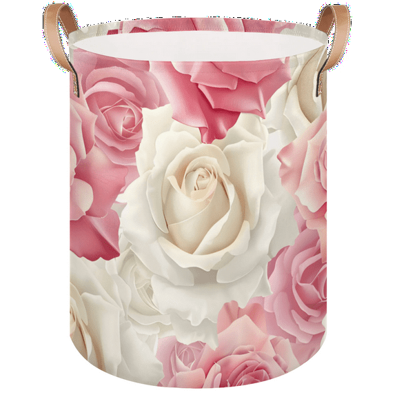Qzaxky Rose Floral Pink Peony Flowers Laundry Basket Organizer Foldable Tall Large Laundry Basket Collapsible Folding Laundry Basket Dirty Clothes Fabric