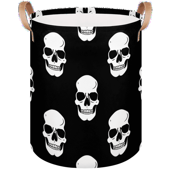 Qzaxky Skull Print Laundry Basket Organizer Foldable Tall Large Laundry Basket Collapsible Folding Laundry Basket Dirty Clothes Fabric
