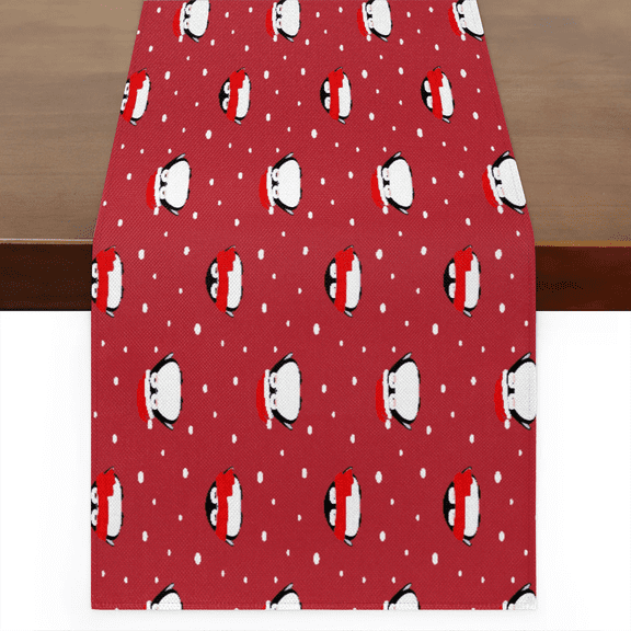 Qzaxky Table Runner Boho Table Runner Christmas Penguin Bohemian Boho Outdoor Table Runner Decoration for Indoor Outdoor Home Dinner Party Wedding Decor 13 x 72 Inch