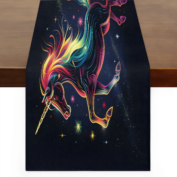 Qzaxky Table Runner Boho Table Runner Magic Unicorn Bohemian Boho Outdoor Table Runner Decoration for Indoor Outdoor Home Dinner Party Wedding Decor 13 x 36 Inch
