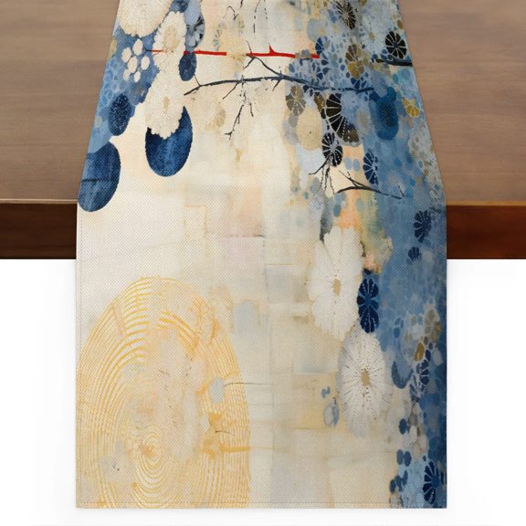 Qzaxky Table Runner Boho Table Runner Abstract Flower Bohemian Boho Outdoor Table Runner Decoration for Indoor Outdoor Home Dinner Party Wedding Decor 13 x 120 Inch