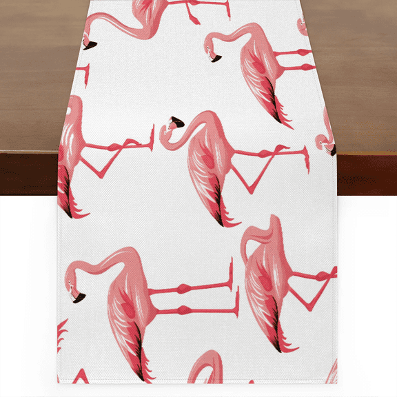 Qzaxky Table Runner Boho Table Runner Flamingo Pink Bird Bohemian Boho Outdoor Table Runner Decoration for Indoor Outdoor Home Dinner Party Wedding Decor 13 x 36 Inch