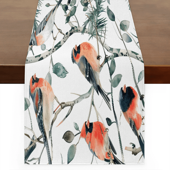 Qzaxky Table Runner Boho Table Runner Spring Birds Tree Branches Bohemian Boho Outdoor Table Runner Decoration for Indoor Outdoor Home Dinner Party Wedding Decor 13 x 48 Inch