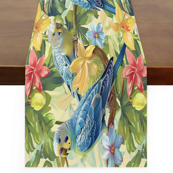 Qzaxky Table Runner Boho Table Runner Summer Bird Pineapple Tropical Floral Bohemian Boho Outdoor Table Runner Decoration for Indoor Outdoor Home Dinner Party Wedding Decor 13 x 120 Inch