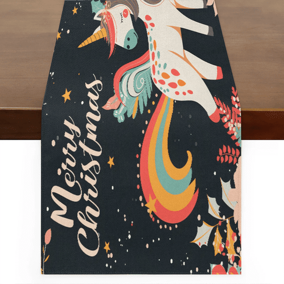 Qzaxky Table Runner Boho Table Runner Unicorn Themed Bohemian Boho Outdoor Table Runner Decoration for Indoor Outdoor Home Dinner Party Wedding Decor 13 x 48 Inch