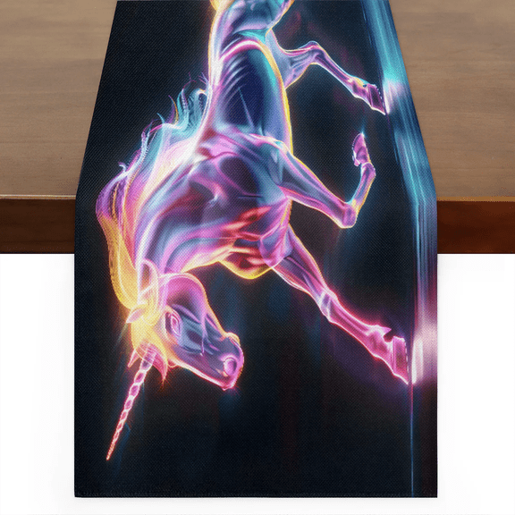 Qzaxky Table Runner Boho Table Runner Unicorn Bohemian Boho Outdoor Table Runner Decoration for Indoor Outdoor Home Dinner Party Wedding Decor 13 x 36 Inch