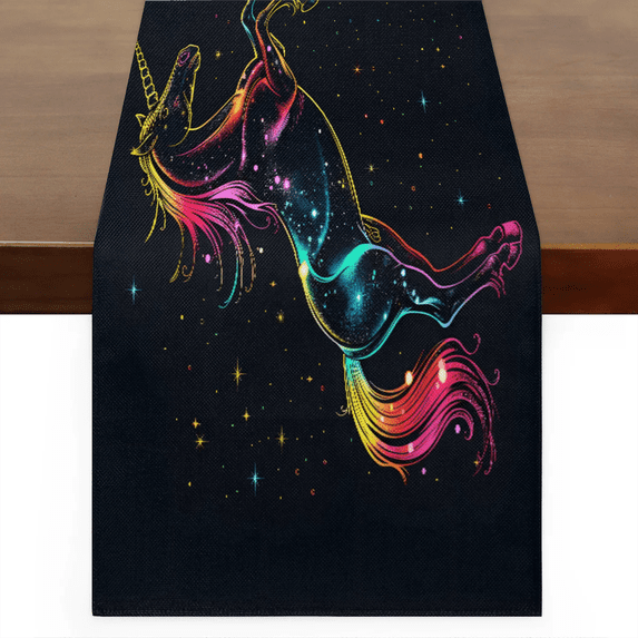 Qzaxky Table Runner Boho Table Runner Unicorn House Bohemian Boho Outdoor Table Runner Decoration for Indoor Outdoor Home Dinner Party Wedding Decor 13 x 48 Inch