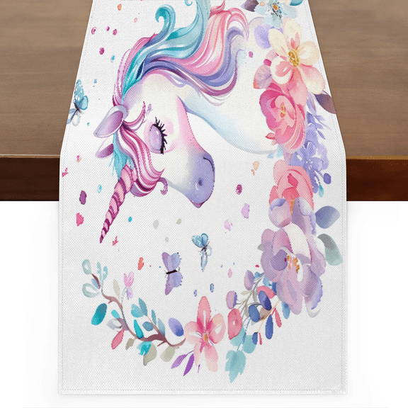 Qzaxky Table Runner Boho Table Runner Unicorn Print Bohemian Boho Outdoor Table Runner Decoration for Indoor Outdoor Home Dinner Party Wedding Decor 13 x 36 Inch
