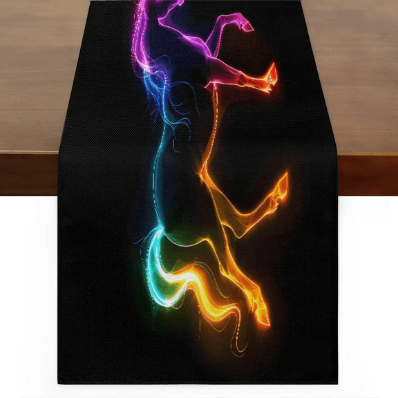 Qzaxky Table Runner Boho Table Runner Unicorn Rainbow Funny Bohemian Boho Outdoor Table Runner Decoration for Indoor Outdoor Home Dinner Party Wedding Decor 13 x 72 Inch