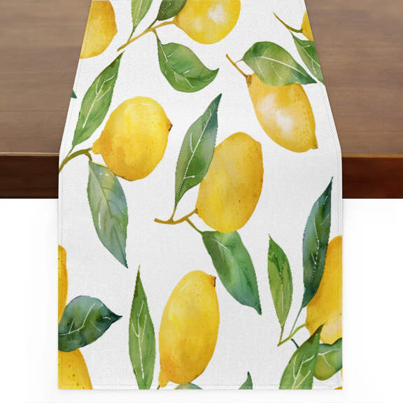 Qzaxky Table Runner Boho Table Runner Yellow Lemons Bohemian Boho Outdoor Table Runner Decoration for Indoor Outdoor Home Dinner Party Wedding Decor 13 x 72 Inch