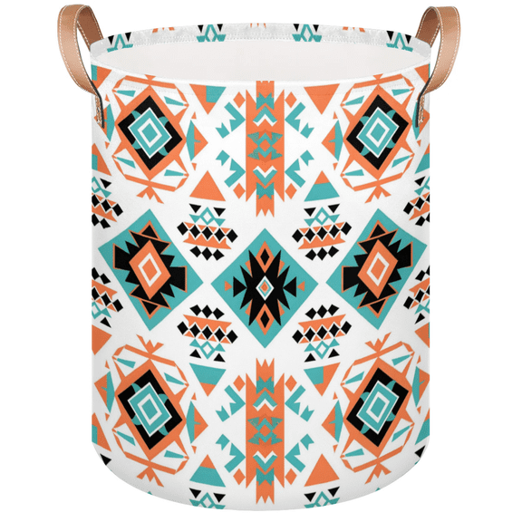 Qzaxky Vintage Aztec Geometric Ethnic Laundry Basket Organizer Foldable Tall Large Laundry Basket Collapsible Folding Laundry Basket Dirty Clothes Fabric