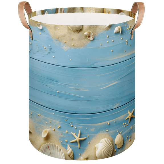 Qzaxky Vintage Marine Seashells Laundry Basket Organizer Foldable Tall Large Laundry Basket Collapsible Folding Laundry Basket Dirty Clothes Fabric