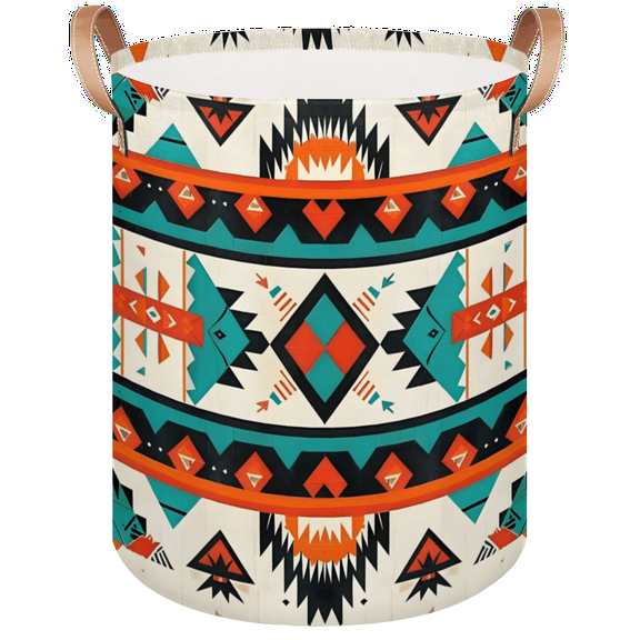 Qzaxky Western Aztec Laundry Basket Organizer Foldable Tall Large Laundry Basket Collapsible Folding Laundry Basket Dirty Clothes Fabric