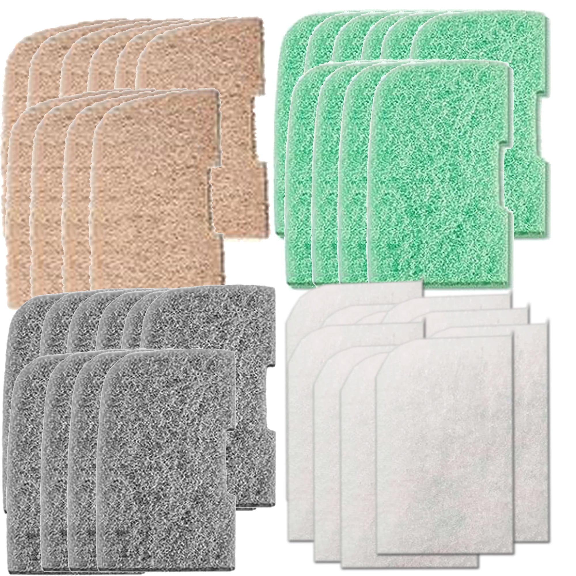 Qzbhct 10 Fine Filter Pad, 10 Nitrite Remover Pad, 10 Ammonia Remover Pad, 10 Phosphate Remover Pad Kit for Fluval 306/307 406/407 Canister