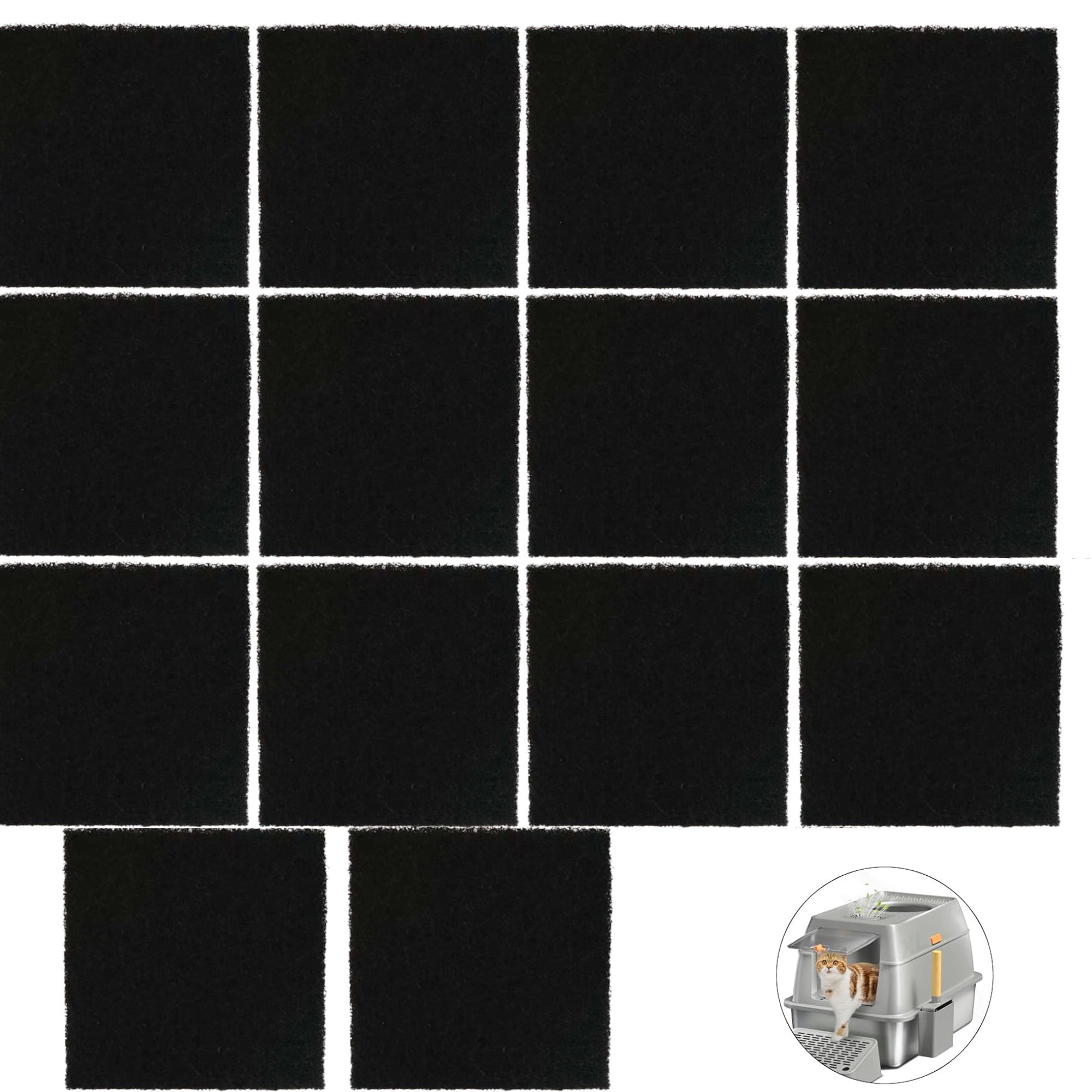 Qzbhct 14 Pack Activated Charcoal Filters Box Charcoal Filter Mat Compatible with HAPAW XL Stainless Steel Litter Box with Lid