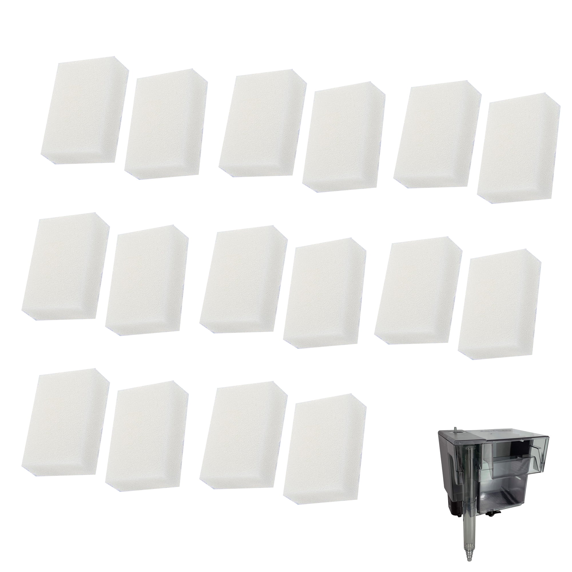 Qzbhct 16 Pcs Aquarium Bio Sponge White Foam Filter Pads for Aqua Clear 70 / 300 Filtration Systems