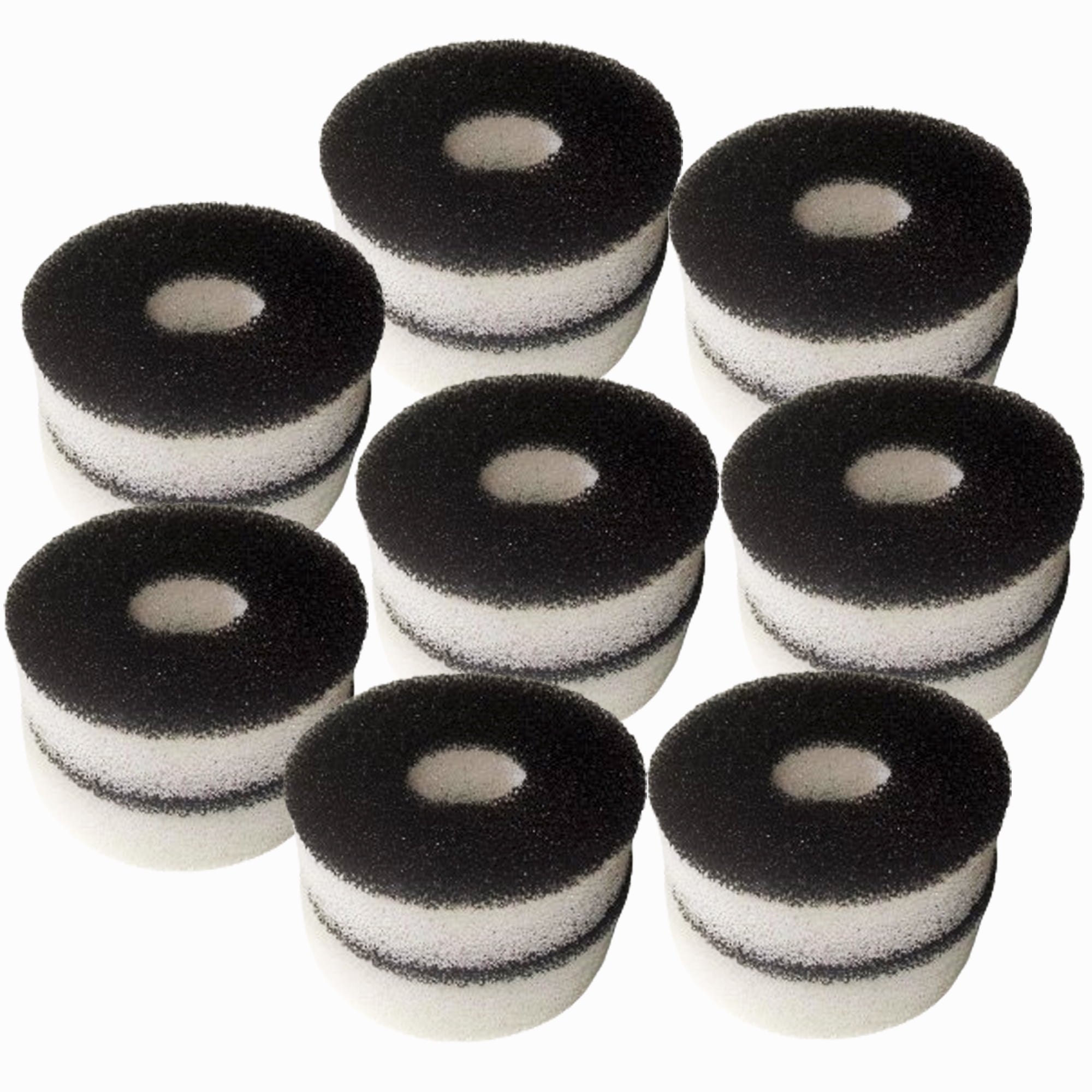 Qzbhct 16 Pcs Round Foam Filter Pads 16 Pcs Black Rings for Biorb Service Kit Filter Aquarium Bio Sponge Replacement