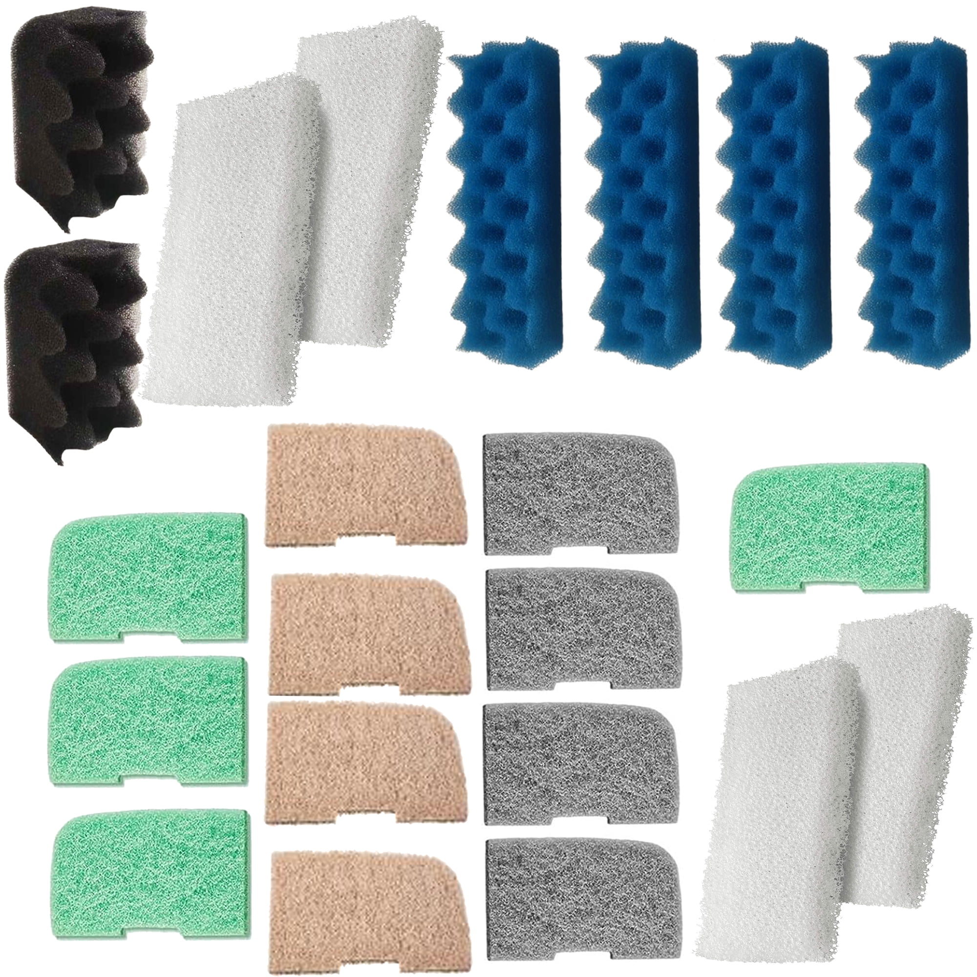 Qzbhct 2 Bio-Foam, 4 Blue Foam Max Filter, 4 White Foam Filter, 4 Nitrite Remover Pad, 4 Ammonia Remover Pad, 4 Phosphate Remover Pad Kit for Fluval 306/307 Canister