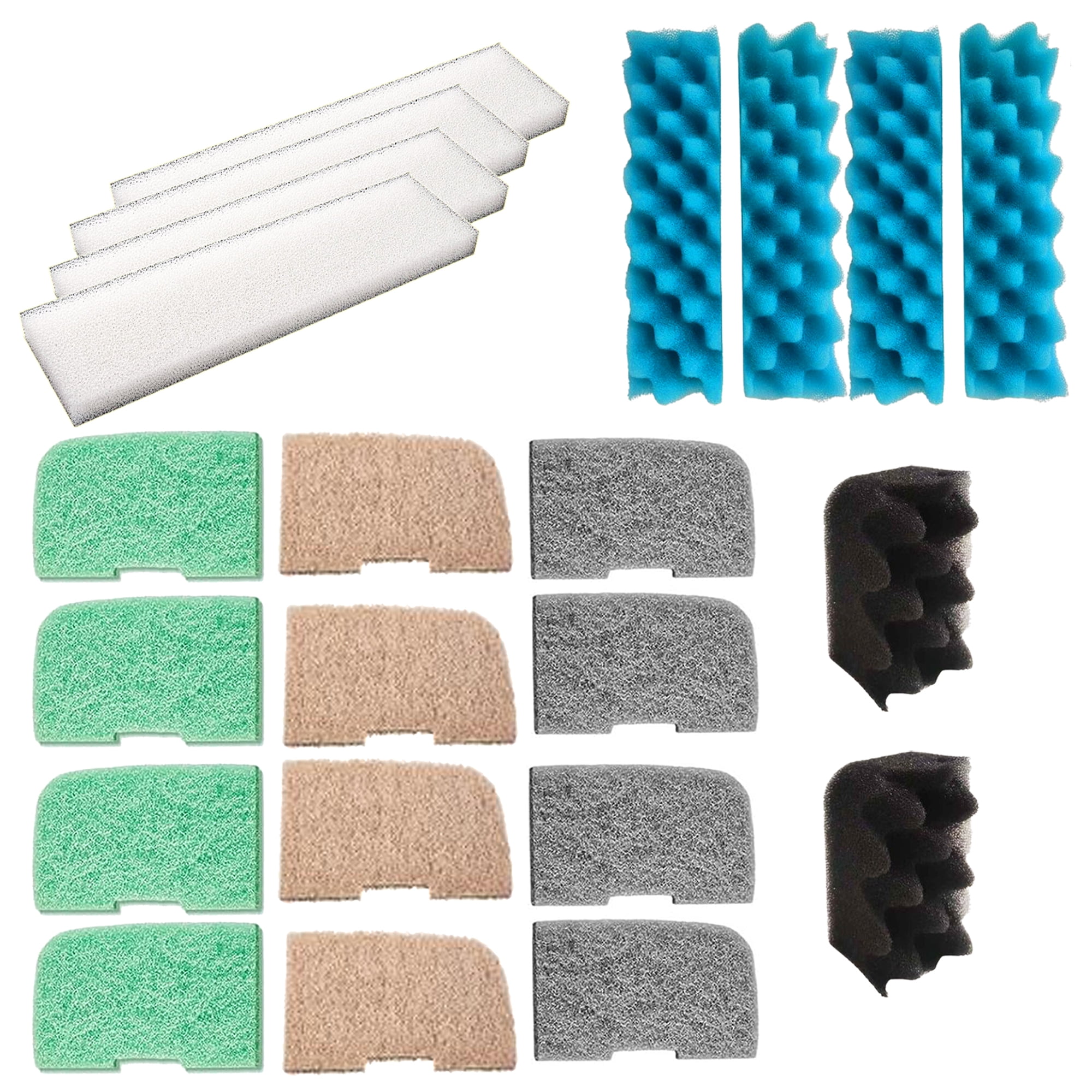 Qzbhct 2 Bio-Foam, 4 Blue Foam Max Filter, 4 White Foam Filter, 4 Nitrite Remover Pad, 4 Ammonia Remover Pad, 4 Phosphate Remover Pad Kit for Fluval 406/407 Canister