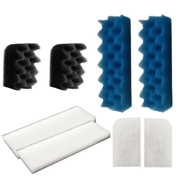 Qzbhct 2 Pcs Black Bio-Foam, 2 Blue Foam Max Filter, 2 Fine Filter Pad, 2 White Foam Filters Kit for Fluval 306/307 Canister Filtration Systems
