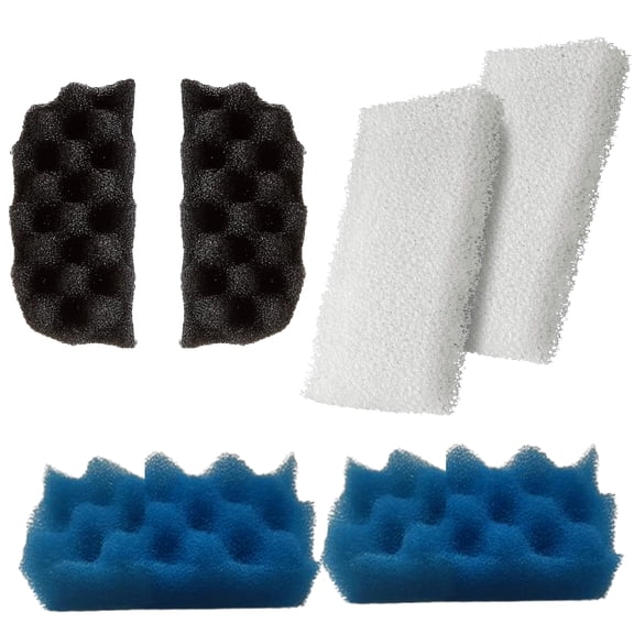 Qzbhct 2 Pcs Black Bio-Foam, 2 Blue Foam Max Filter, 2 White Foam Filter Kit for Fluval 106/107 Canister Filtration Systems