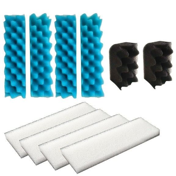 Qzbhct 2 Pcs Black Bio-Foam, 4 Blue Foam Max Filter, 4 White Foam Filter Kit for Fluval 406/407 Canister Filtration Systems