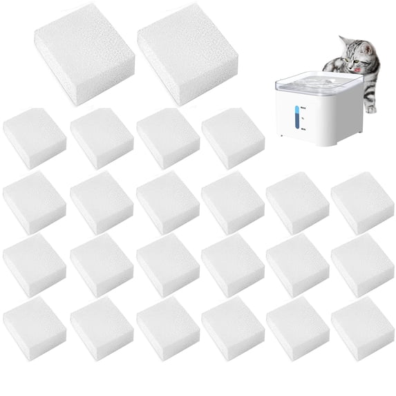 Qzbhct 24 Pack Pet Replacement Pre Filter Sponges for 67oz/ 2L Cat Water Foam Filter Pet Water Fountain Dog Drinking Water Sponge Foam Filters