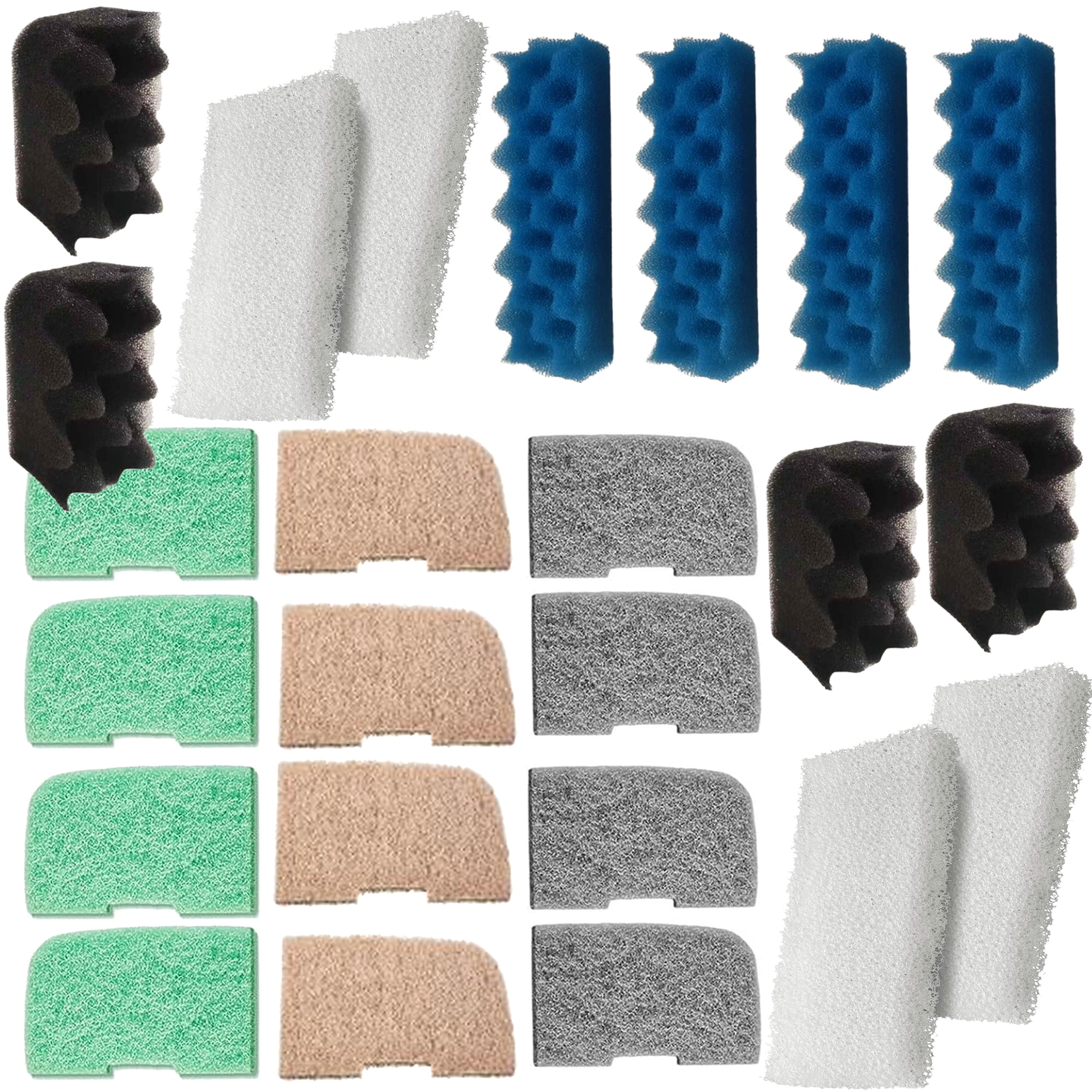 Qzbhct 4 Bio-Foam, 4 Blue Foam Max Filter, 4 White Foam Filter, 4 Nitrite Remover Pad, 4 Ammonia Remover Pad, 4 Phosphate Remover Pad Kit for Fluval 306/307 Canister
