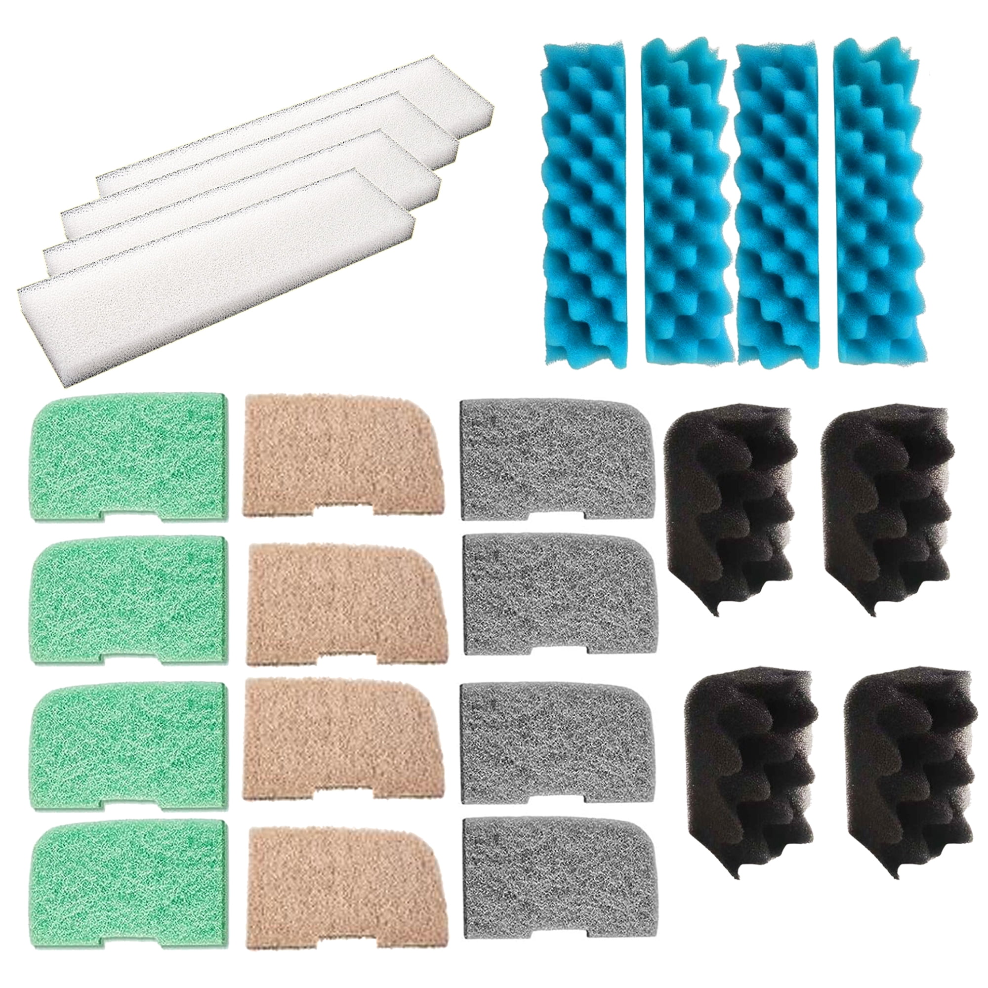 Qzbhct 4 Bio-Foam, 4 Blue Foam Max Filter, 4 White Foam Filter, 4 Nitrite Remover Pad, 4 Ammonia Remover Pad, 4 Phosphate Remover Pad Kit for Fluval 406/407 Canister