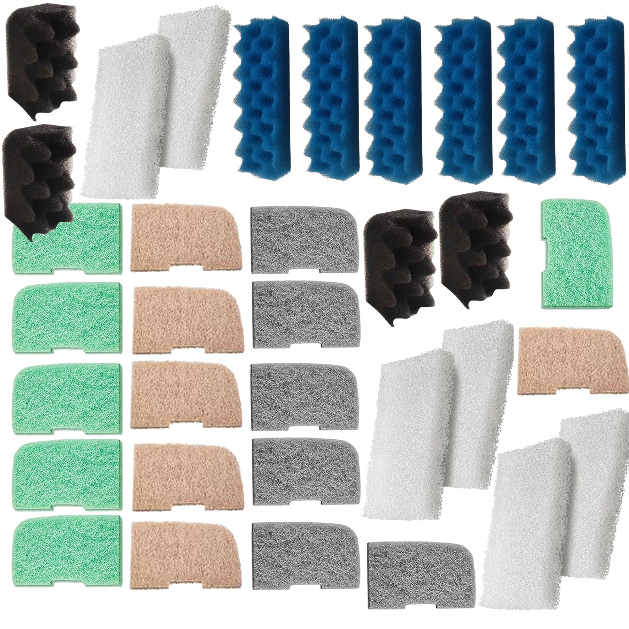 Qzbhct 4 Bio-Foam, 6 Blue Foam Max Filter, 6 White Foam Filter, 6 Nitrite Remover Pad, 6 Ammonia Remover Pad, 6 Phosphate Remover Pad Kit for Fluval 306/307 Canister