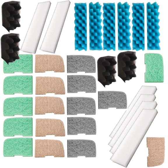 Qzbhct 4 Bio-Foam, 6 Blue Foam Max Filter, 6 White Foam Filter, 6 Nitrite Remover Pad, 6 Ammonia Remover Pad, 6 Phosphate Remover Pad Kit for Fluval 406/407 Canister