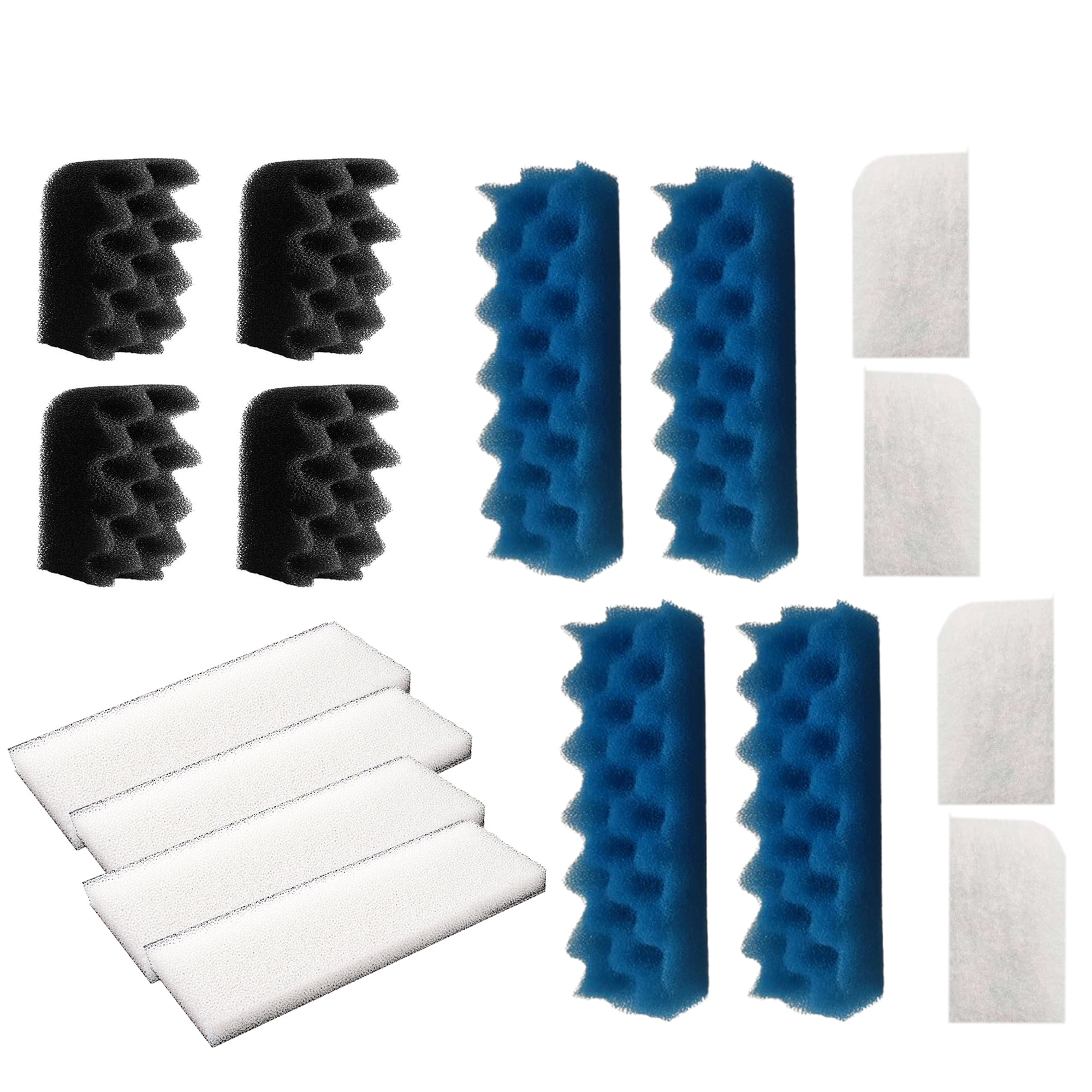 Qzbhct 4 Pcs Black Bio-Foam, 4 Blue Foam Max Filter, 4 Fine Filter Pad, 4 White Foam Filter Kit for Fluval 306/307 Canister Filtration Systems