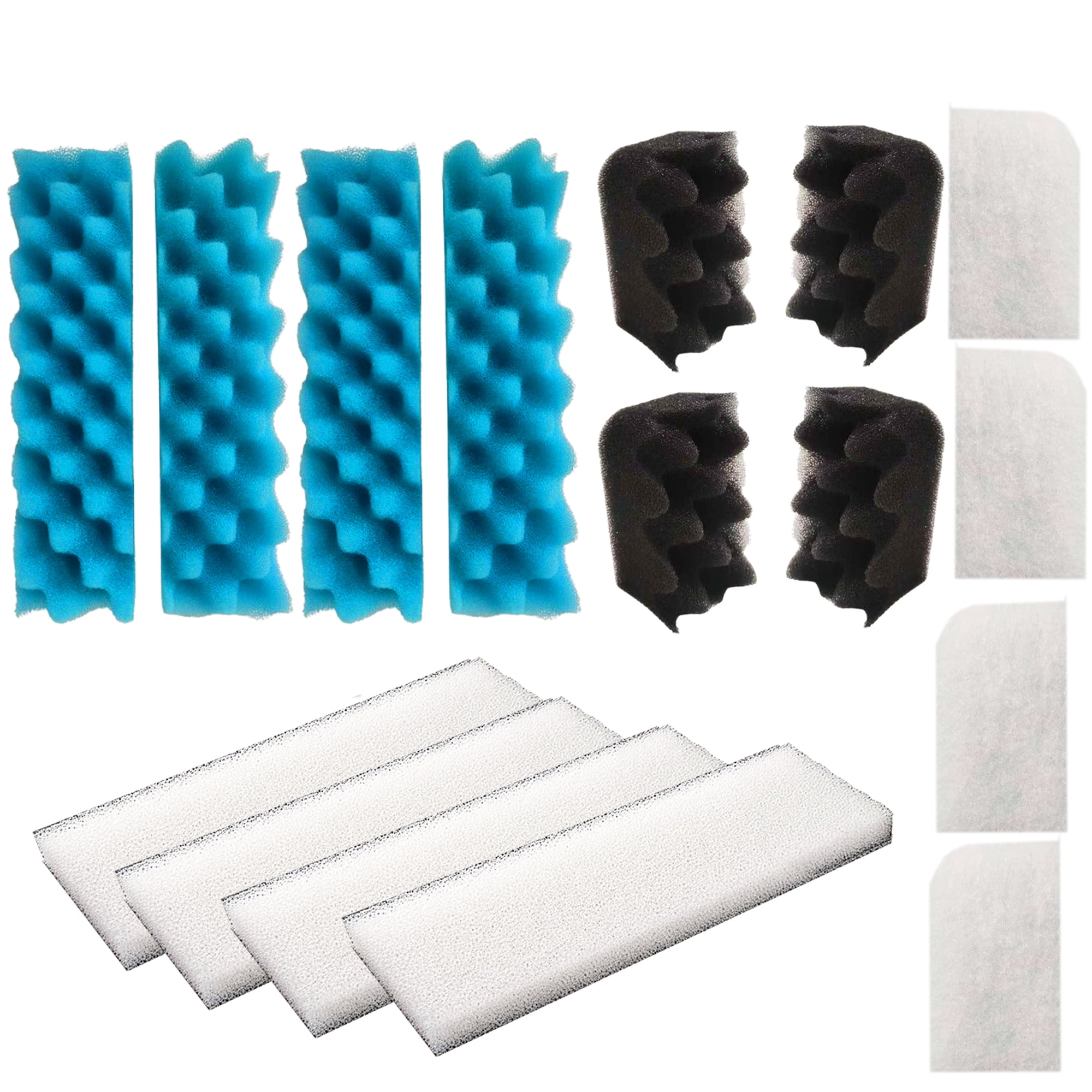 Qzbhct 4 Pcs Black Bio-Foam, 4 Blue Foam Max Filter, 4 Fine Filter Pad, 4 White Foam Filter Kit for Fluval 406/407 Canister Filtration Systems